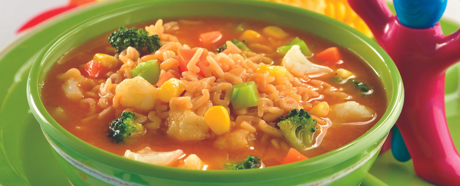 Alphabet Soup with Vegetable Garnish